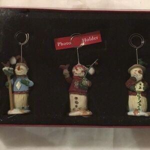 St. Nicholas Square set of 3 Snowman photo holder (AC)